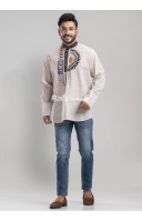 Khadi Cotton Embroidery Worked Men Short Kurta (KRP2)